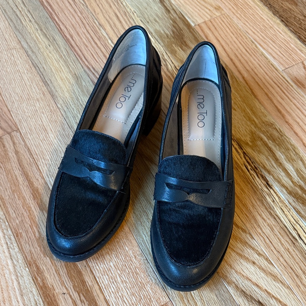 me too Black Women's Slip-On Penny Loafers